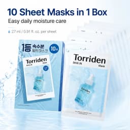 Torriden DIVE-IN Hyaluronic Acid Facial Sheet Masks 10pcs,Thin & Skin-Fit,Deep Hydration,Weekly Treatment,K-Beauty,Korean Makeup