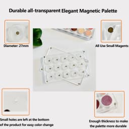 YicaiNew EMPTY Magnetic Eyeshadow Palette DIY Acrylic All Transparent Elegant Eye Shadow Makeup Palette 26mm*4/9/15/24 Holes