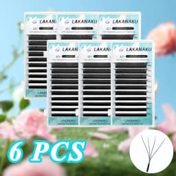 LAKANAKU 6 Trays 4D W Shape Eyelash Extensions Volume Ingles Fans Cilios W Shaped Natural Soft Fio 4W Lashes