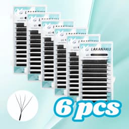LAKANAKU 6 Trays 4D W Shape Eyelash Extensions Volume Ingles Fans Cilios W Shaped Natural Soft Fio 4W Lashes