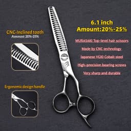 MURASAKI 6 inch Professional CNC Thinning Scissors,Made by Japanese VG10 Steel Barber Scissors,Top-level Hair Cutting Machine