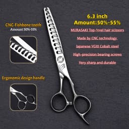 MURASAKI 6 inch Professional CNC Thinning Scissors,Made by Japanese VG10 Steel Barber Scissors,Top-level Hair Cutting Machine