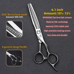 MURASAKI 6 inch Professional CNC Thinning Scissors,Made by Japanese VG10 Steel Barber Scissors,Top-level Hair Cutting Machine