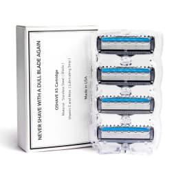 QShave Blue Series Blade Men Manual Shaving Razor Refill X5 Blade Plus 1 Trimmer Blade, 12 Cartridges (Only Blades No Handle)