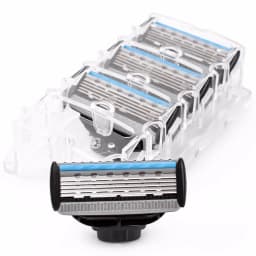 QShave Blue Series Blade Men Manual Shaving Razor Refill X5 Blade Plus 1 Trimmer Blade, 12 Cartridges (Only Blades No Handle)
