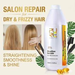 PURC 12% Brazilian Keratin 1000ml Hair Straightening & Repair Treatment Hydrating Silky Anti-Frizz Split Ends Hair Salon Care