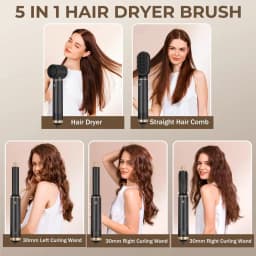 1000W Hair Dryer 5 in 1 Electric Comb Negative Ion Straightener Comb Curling Iron Detachable Multifunctional Heating Brush Hair Dryer
