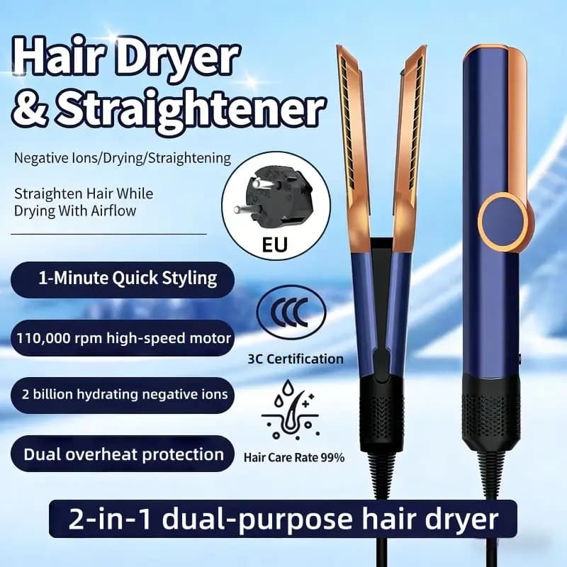Portable Ion Hair  Dryer and  Straightener  Lightweight Travel Styler  Dry and Straighten Hair at Home Salon or On The Go
