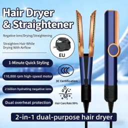 Portable Ion Hair  Dryer and  Straightener  Lightweight Travel Styler  Dry and Straighten Hair at Home Salon or On The Go