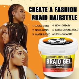 Braiding Hair Wax Edge Control, Strong Hold Long Lasting Hair Styling Wax, Large Capacity Big Jar Anti-Frizz Non-Greasy Hair Wax