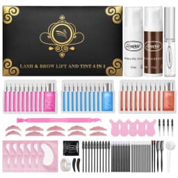 Lomansa 4 In 1 Lash Lift And Tint Kit Instant Fuller Eyelash Lift Brow Lamination Kit Fast Brow Tint and Voluminous Makeup Tools