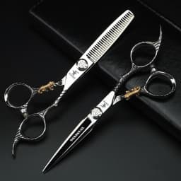 XUANFENG 6 Inch Professional Hair Scissors Japanese 440C Personalized Barber Cutting and Thinning Scissors Set