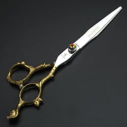 7 Inch Golden Monkey Hair Scissors Japan 440C Steel Cutting Scissors Color Diamond Screws