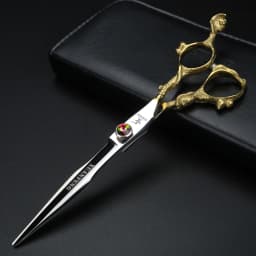 7 Inch Golden Monkey Hair Scissors Japan 440C Steel Cutting Scissors Color Diamond Screws