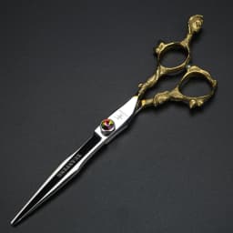 7 Inch Golden Monkey Hair Scissors Japan 440C Steel Cutting Scissors Color Diamond Screws