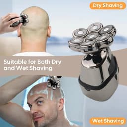 7D Head Electric Razor for Men, Multifunctional Bald Head Shaver Grooming Kit, Waterproof Type-C USB Rechargeable 6 in 1 Cordles