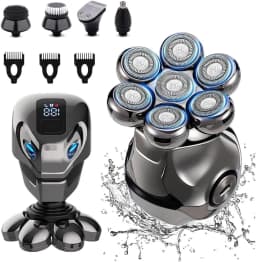 7D Head Electric Razor for Men, Multifunctional Bald Head Shaver Grooming Kit, Waterproof Type-C USB Rechargeable 6 in 1 Cordles