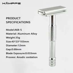 KAMPFE CNC Aluminum Alloy Safety Razor Double Edge Manual Shaving Tool Classic Closed Comb Lightweight Shaver for Men Women