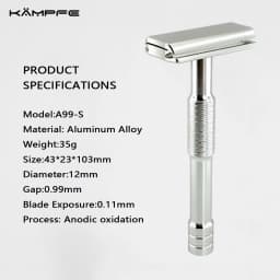 KAMPFE CNC Aluminum Alloy Safety Razor Double Edge Manual Shaving Tool Classic Closed Comb Lightweight Shaver for Men Women