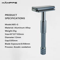 KAMPFE CNC Aluminum Alloy Safety Razor Double Edge Manual Shaving Tool Classic Closed Comb Lightweight Shaver for Men Women