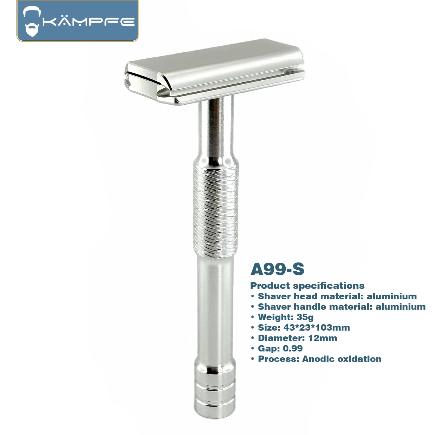 KAMPFE A99 Attack 30 ° Precision Angle CNC Engraving Aluminum Alloy Double sided Safety Shaver Men's Gift Women's Shaver