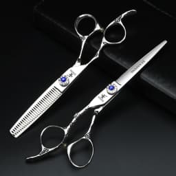 Left Hand 6-Inch Black Hair Scissors, Japanese 440C Steel Cutting Scissors and Thinning Scissors in Various Specifications