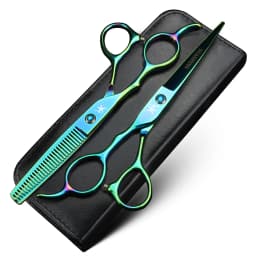 Left Hand 6-Inch Black Hair Scissors, Japanese 440C Steel Cutting Scissors and Thinning Scissors in Various Specifications