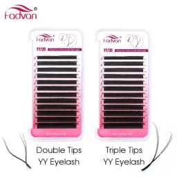 Fadvan 10Pcs/Lot YY Shape Eyelash Extension Curl C/D Wholesale Double-tips Y Shaped Eyelashes Natural Mink Lashes Supplies