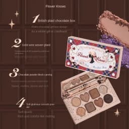 Flower Knows Chocolate Shop Highly Pigmented Eyeshadow Palette Shimmer Matte Glitter Long Lasting Vegan Eye Shadows Cruelty-free