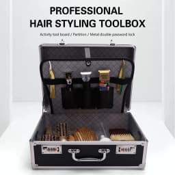 Sliver Aluminum Tool Storage Box Password Lock Portable Suitcase Professional Hairdressing Large Capacity Salon Carrying Box