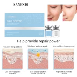 SANENDI Blue Copper Peptide Hyaluronic Acid Serum CICA B5 Face Care HA Korean Skin Care Solution 10Vials Beauty Salon Products