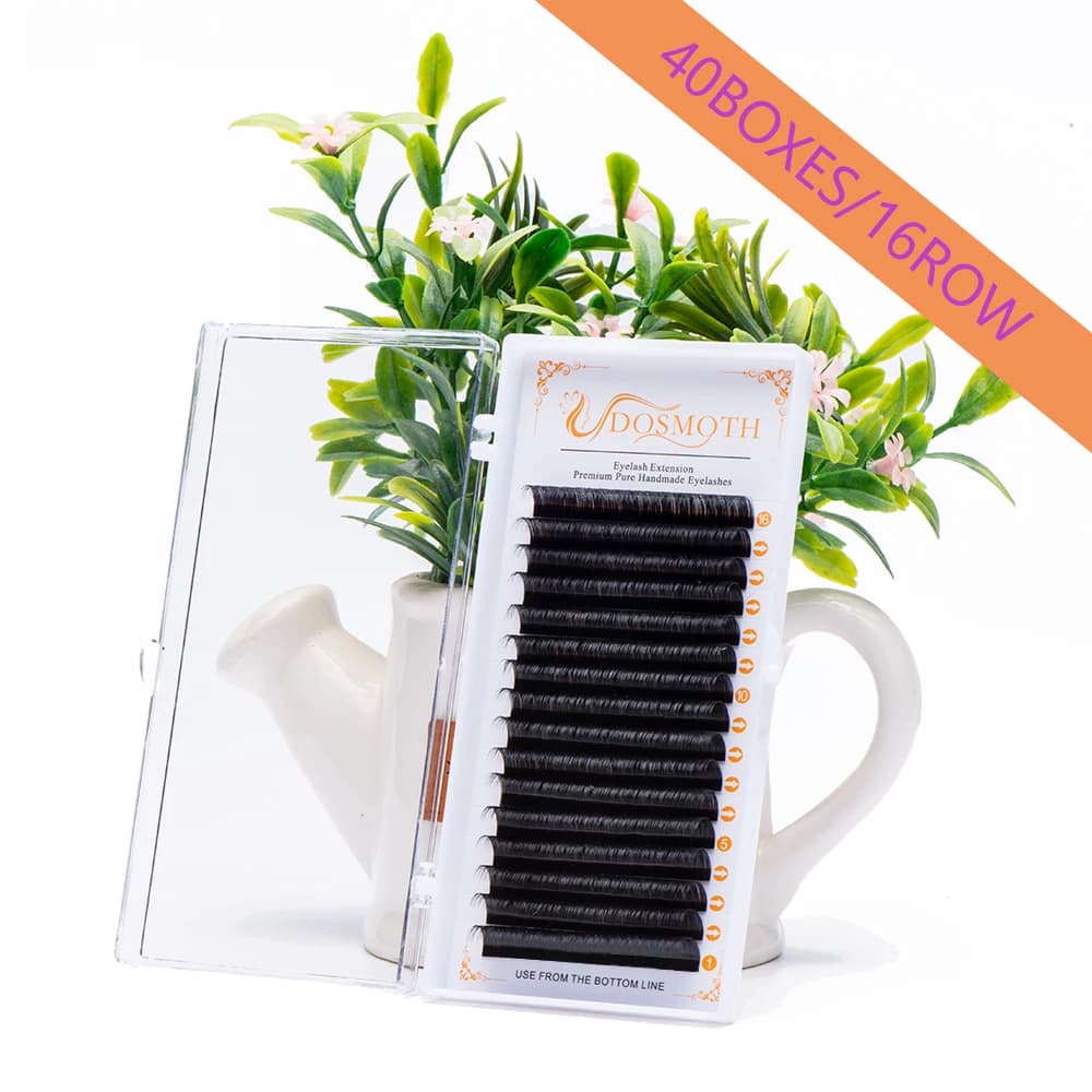 DOSMOTH 40 Boxes 7-16mm Handmade Natural Mink Eyelashes Individual, Extension Eyelash, Fake False Eyelashes 16 Rows False Eyelas