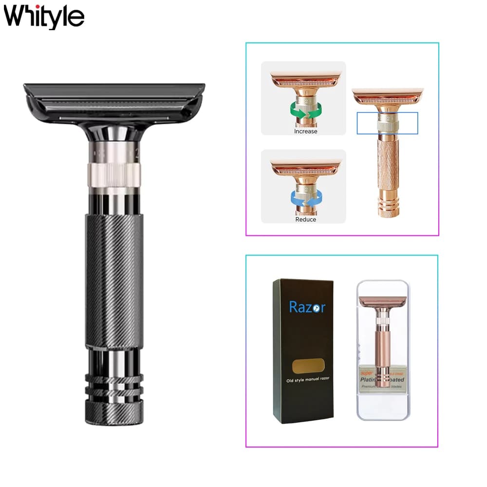 Whityle 13T New Design 1-8 Adjustable Classic Double Edge Safety Razor Stainless Steel Blade Shaver Best Shaving Razor For Male