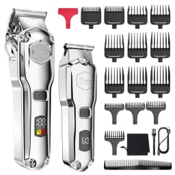 HATTEKER Professional Hair Clipper for Men Cordless Metal Barber Clipper and Trimmer Set Clipper for Hair Cutting Kit