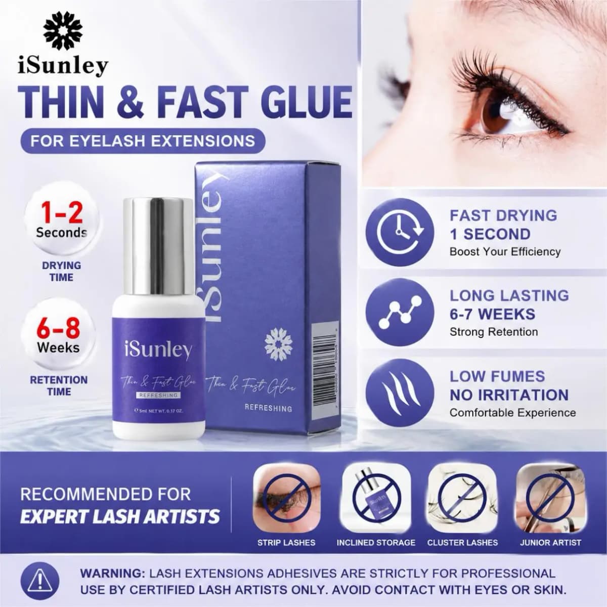 1S Quick Drying No Irritant Eyelashes Extension Glue Long Lasting Waterproof False Eyelash Grafting Adhesive Makeup Tool Isunley