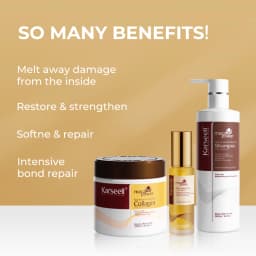 Karseell 3pcs Set Collagen Hair Mask + Argan Oi + Hair Shampoo Essence Moisturizing Repair Set for Dry Damaged Hair Gift