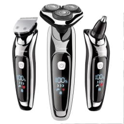 Hatteker 3-in-1 Beard Trimmer for Man Grooming Kit Electric Shaver Men Nose Hair Cutter with LED Display USB Rechargeable