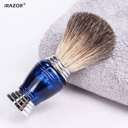 iRAZOR Premium Shaving Brush for Shaver Men with Natural Hair Space Blue Resin Handle Wet Shave Barber Beard Grooming Tool Gift