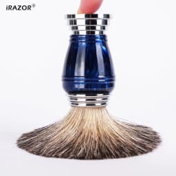 iRAZOR Premium Shaving Brush for Shaver Men with Natural Hair Space Blue Resin Handle Wet Shave Barber Beard Grooming Tool Gift