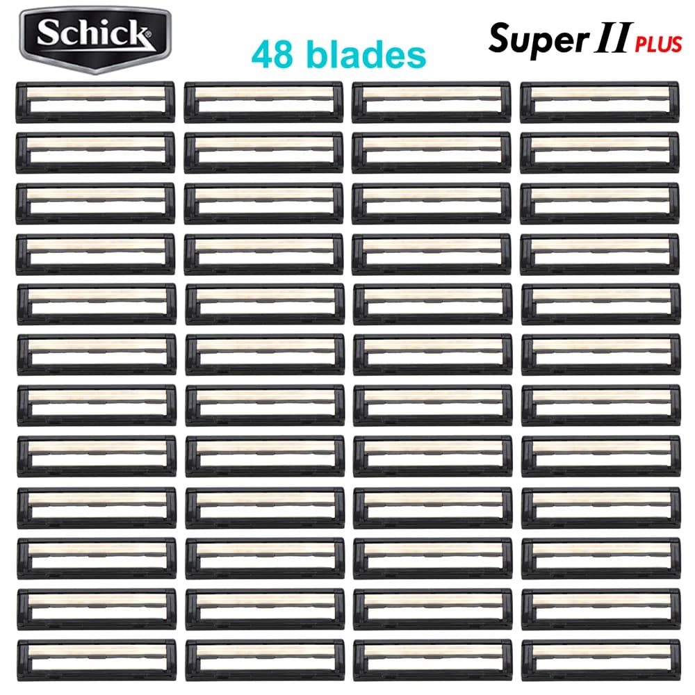 48 Blades Original Genuine Schick Super II PLUS Face Razor Blades Double lubrication Vitamin B5 Lubricating Shaver Replacement