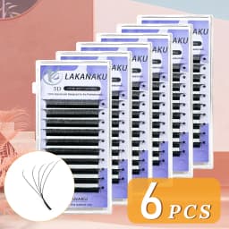 LAKANAKU Fio 5W Shaped Eyelashes Extension 6 Trays Volume Egipcio Soft Individual Premade Volume Fans Cilios Lashes