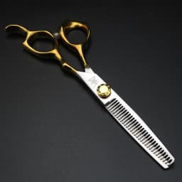 XUANFENG Gold Handle Hair Scissors 9cr18 Steel Gold Screws 6-inch Barber Cutting Scissors and Thinning Scissors Set