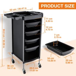 6-Tier Mobile Beauty Cart, Salon Trolley with Wheels - Space Saving Storage for Hair Stylist, Barber, SPA & Tattoo Equipment