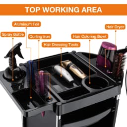 6-Tier Mobile Beauty Cart, Salon Trolley with Wheels - Space Saving Storage for Hair Stylist, Barber, SPA & Tattoo Equipment