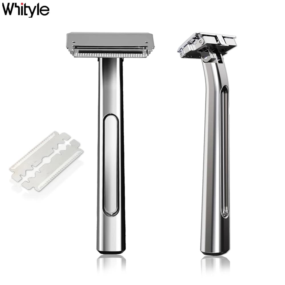 Whityle 20T Glide Pro 4D Super Double-edged Safety Razor Half Blade Shaver With Travel Leather Storage Bag for Men Grooming Care