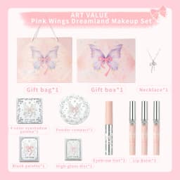ART VALUE Makeup Sets Include 3 Lipgloss Tint,1 Blush,1 Eyebrow Tint,1 Eyeshadow Palette,1 Pressed Powder,1 Highlighter Powder