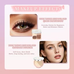 ART VALUE Makeup Sets Include 3 Lipgloss Tint,1 Blush,1 Eyebrow Tint,1 Eyeshadow Palette,1 Pressed Powder,1 Highlighter Powder