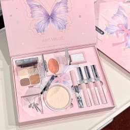 ART VALUE Makeup Sets Include 3 Lipgloss Tint,1 Blush,1 Eyebrow Tint,1 Eyeshadow Palette,1 Pressed Powder,1 Highlighter Powder