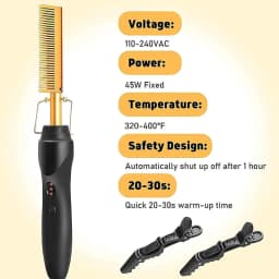 GOIPLE Electric Hot Comb Set, 3 Heat Settings Negative Ion Straightening Comb with Edge Styling and Lace Wig Accessories