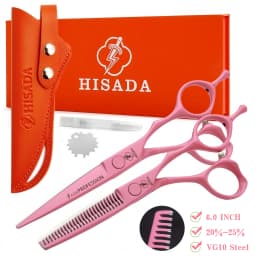 HISADA professional barber scissors 5.5/6.0/6.5 inch pink hairdressing scissors Hair cutting machine Barbershop accessories